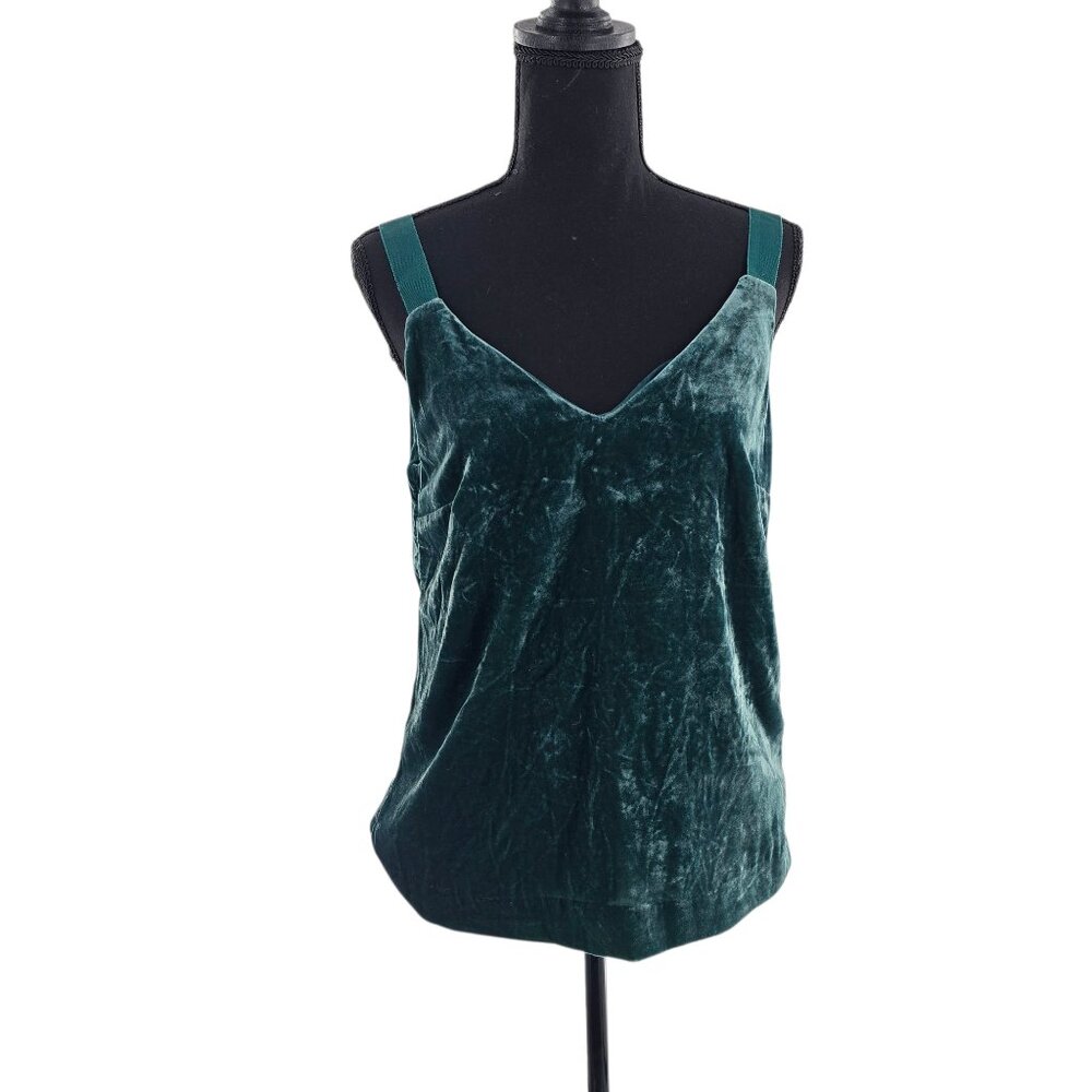 J. Crew Emerald Green‎ Velvet V neck Tank Sleeveless Top Size Extra Small